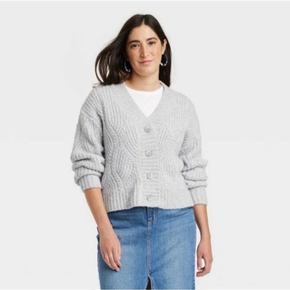 Women's Cable Lurex Cardigan - Universal Thread Gray. Size M. New with tag
